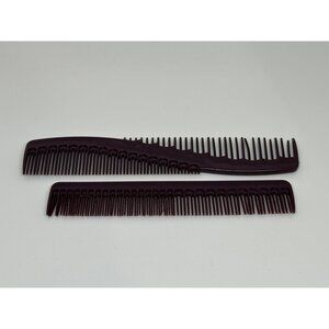 VTG Tupperware Brown Thick Fine Tooth Double Sided & One Sided Comb Set Of 2